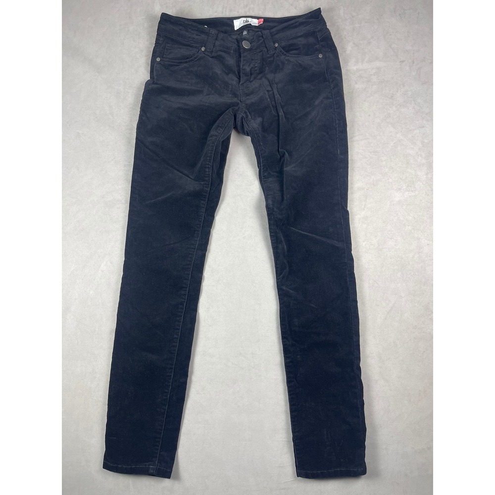 Cabi Jeans Womens Black Corduroy‎ Skinny Pants Size 2 Mid Rise 5-Pocket Slim Fit
